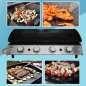 Dellonda 4 Burner Portable Gas Plancha 10kW BBQ Griddle, Stainless Steel