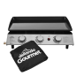 Dellonda 3 Burner Portable Gas Plancha 7.5kW BBQ Griddle, Supplied with PVC Cover, Stainless Steel