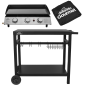 Dellonda 3 Burner Portable Gas Plancha 7.5kW BBQ Griddle, Stainless Steel, Supplied with Water Resistant Cover & Trolley