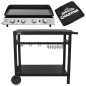 Dellonda 4 Burner Portable Gas Plancha 10kW BBQ Griddle, Stainless Steel, Supplied with Water Resistant Cover & Trolley