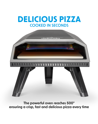 Dellonda Gas Pizza Oven with Gas Regulator, Water Resistant Cover/Carry Bag & 12" Pizza Peel