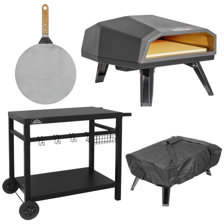 Dellonda Gas Pizza Oven with Gas Regulator, Water-Resistant Cover, 12" Pizza Peel & Plancha/BBQ Trolley