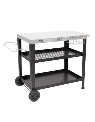 Dellonda Barbecue/Plancha Trolley for Outdoor Grilling/Cooking with Utensil Holder, Stainless Steel