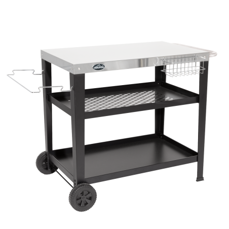 Dellonda Barbecue/Plancha Trolley for Outdoor Grilling/Cooking with Utensil Holder, Stainless Steel