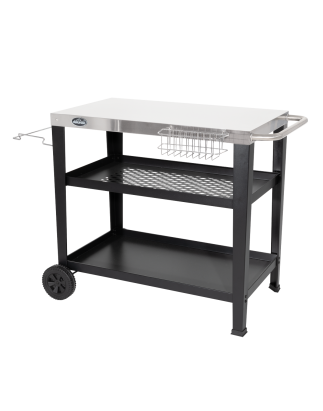 Dellonda Chariot pour barbecue/plancha pour griller/cuisiner en plein air avec porte-ustensiles, acier inoxydable