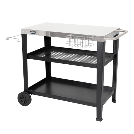 Dellonda Barbecue/Plancha Trolley for Outdoor Grilling/Cooking with Utensil Holder, Stainless Steel