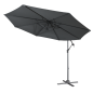 Dellonda Ø3m Banana Parasol/Umbrella for Garden, Patio with Crank Handle, 8 Ribs and Cover, Grey Canopy