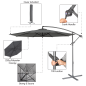 Dellonda Ø3m Banana Parasol/Umbrella for Garden, Patio with Crank Handle, 8 Ribs and Cover, Grey Canopy