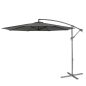 Dellonda Ø3m Banana Parasol/Umbrella for Garden, Patio with Crank Handle, 8 Ribs and Cover, Grey Canopy