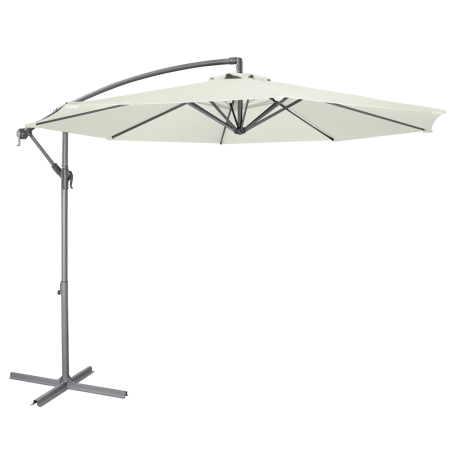 Dellonda Ø3m Banana Parasol/Umbrella for Garden, Patio with Crank Handle, 8 Ribs and Cover, Cream Canopy