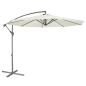 Dellonda Ø3m Banana Parasol/Umbrella for Garden, Patio with Crank Handle, 8 Ribs and Cover, Cream Canopy