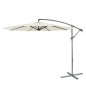 Dellonda Ø3m Banana Parasol/Umbrella for Garden, Patio with Crank Handle, 8 Ribs and Cover, Cream Canopy