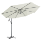 Dellonda Ø3m Banana Parasol/Umbrella for Garden, Patio with Crank Handle, 8 Ribs and Cover, Cream Canopy