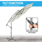 Dellonda Ø3m Banana Parasol/Umbrella for Garden, Patio with Crank Handle, 8 Ribs and Cover, Cream Canopy