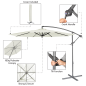 Dellonda Ø3m Banana Parasol/Umbrella for Garden, Patio with Crank Handle, 8 Ribs and Cover, Cream Canopy