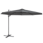 Dellonda Parasol/Parapluie Cantilever de Jardin/Patio Ø3m avec Manivelle, Inclinable, Rotation 360° et Couvercle, Gris