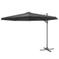 Dellonda Parasol/Parapluie Cantilever de Jardin/Patio Ø3m avec Manivelle, Inclinable, Rotation 360° et Couvercle, Gris