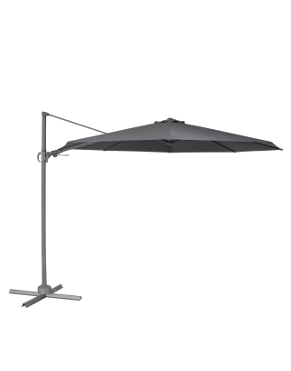 Dellonda Parasol/Parapluie Cantilever de Jardin/Patio Ø3m avec Manivelle, Inclinable, Rotation 360° et Couvercle, Gris