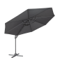 Dellonda Parasol/Parapluie Cantilever de Jardin/Patio Ø3m avec Manivelle, Inclinable, Rotation 360° et Couvercle, Gris