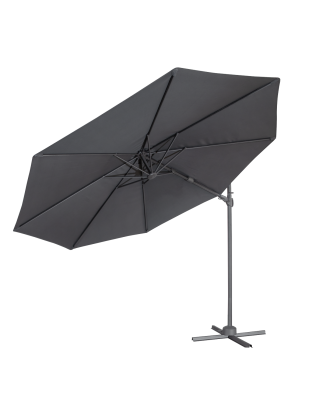 Dellonda Parasol/Parapluie Cantilever de Jardin/Patio Ø3m avec Manivelle, Inclinable, Rotation 360° et Couvercle, Gris