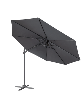 Dellonda Parasol/Parapluie Cantilever de Jardin/Patio Ø3m avec Manivelle, Inclinable, Rotation 360° et Couvercle, Gris