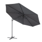 Dellonda Parasol/Parapluie Cantilever de Jardin/Patio Ø3m avec Manivelle, Inclinable, Rotation 360° et Couvercle, Gris