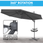 Dellonda Parasol/Parapluie Cantilever de Jardin/Patio Ø3m avec Manivelle, Inclinable, Rotation 360° et Couvercle, Gris