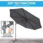 Dellonda Parasol/Parapluie Cantilever de Jardin/Patio Ø3m avec Manivelle, Inclinable, Rotation 360° et Couvercle, Gris