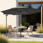 Dellonda Parasol/Parapluie Cantilever de Jardin/Patio Ø3m avec Manivelle, Inclinable, Rotation 360° et Couvercle, Gris