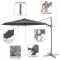 Dellonda Parasol/Parapluie Cantilever de Jardin/Patio Ø3m avec Manivelle, Inclinable, Rotation 360° et Couvercle, Gris