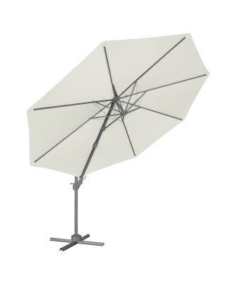 Dellonda Parasol/Parapluie Cantilever de Jardin/Patio Ø3m avec Manivelle, Rotation 360°, Inclinaison et Couvercle, Crème