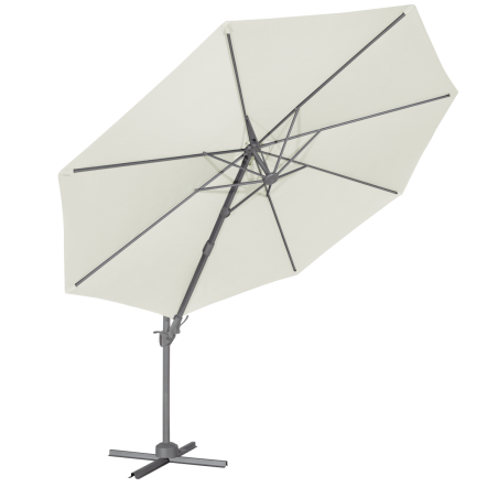 Dellonda Parasol/Parapluie Cantilever de Jardin/Patio Ø3m avec Manivelle, Rotation 360°, Inclinaison et Couvercle, Crème