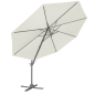 Dellonda Ø3m Garden/Patio Cantilever Parasol/Umbrella with Crank Handle, 360° Rotation, Tilt and Cover, Cream