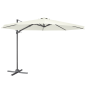 Dellonda Parasol/Parapluie Cantilever de Jardin/Patio Ø3m avec Manivelle, Rotation 360°, Inclinaison et Couvercle, Crème