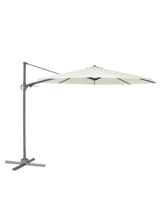 Dellonda Parasol/Parapluie Cantilever de Jardin/Patio Ø3m avec Manivelle, Rotation 360°, Inclinaison et Couvercle, Crème