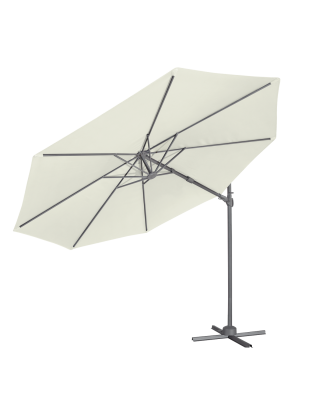 Dellonda Parasol/Parapluie Cantilever de Jardin/Patio Ø3m avec Manivelle, Rotation 360°, Inclinaison et Couvercle, Crème