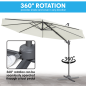 Dellonda Parasol/Parapluie Cantilever de Jardin/Patio Ø3m avec Manivelle, Rotation 360°, Inclinaison et Couvercle, Crème