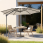 Dellonda Parasol/Parapluie Cantilever de Jardin/Patio Ø3m avec Manivelle, Rotation 360°, Inclinaison et Couvercle, Crème