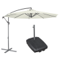 Dellonda Ø3m Banana Parasol/Umbrella, Cover and Base Bundle, 8 Rib, Crank Handle, Cream Canopy