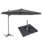 Dellonda Ø3m Cantilever Parasol/Umbrella, Cover and Base Bundle, 8 Rib, Crank Handle, 360° Rotation, 60° Tilt, Grey Canopy - DG2