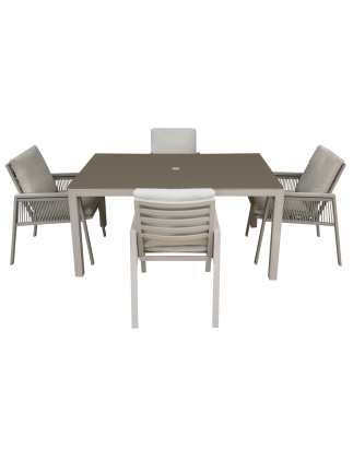 Dellonda Fusion 5 Piece Outdoor Dining Set with Weatherproof Aluminium Frame