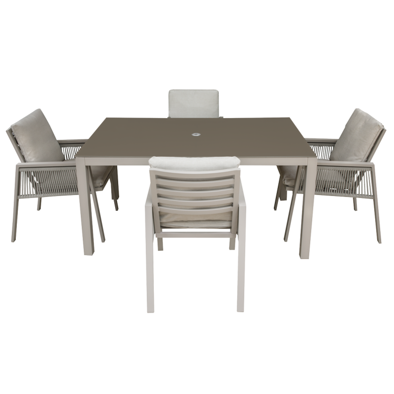 Dellonda Fusion 5 Piece Outdoor Dining Set with Weatherproof Aluminium Frame