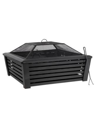 Dellonda 35" Square Outdoor Fire Pit, Black