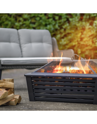 Dellonda 35" Square Outdoor Fire Pit, Black