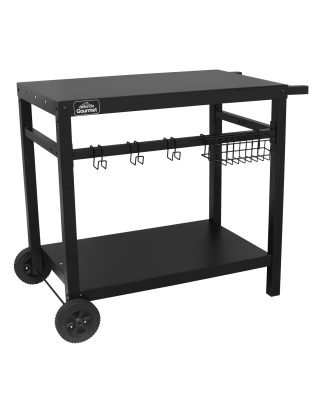 Dellonda Chariot pour barbecue et plancha pour cuisine en plein air avec porte-ustensiles, noir