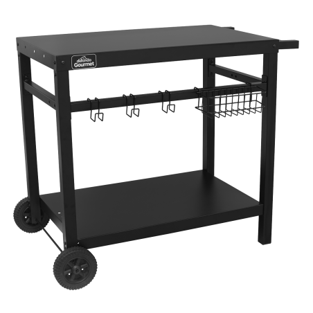 Dellonda Chariot pour barbecue et plancha pour cuisine en plein air avec porte-ustensiles, noir