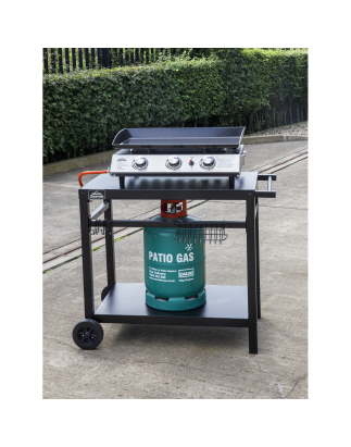 Dellonda Chariot pour barbecue et plancha pour cuisine en plein air avec porte-ustensiles, noir