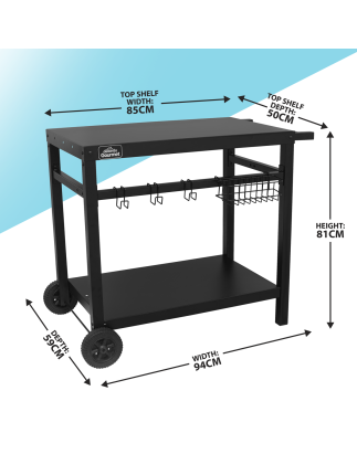 Dellonda BBQ & Plancha Trolley for Outdoor Cooking with Utensil Holder, Black