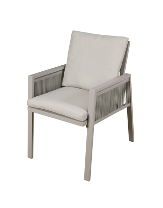 Dellonda Fusion Garden/Patio Dining Chair with Armrests, Set of 6, Light Grey - DG49