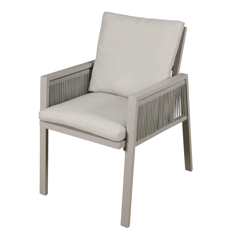 Dellonda Fusion Garden/Patio Dining Chair with Armrests, Set of 6, Light Grey - DG49